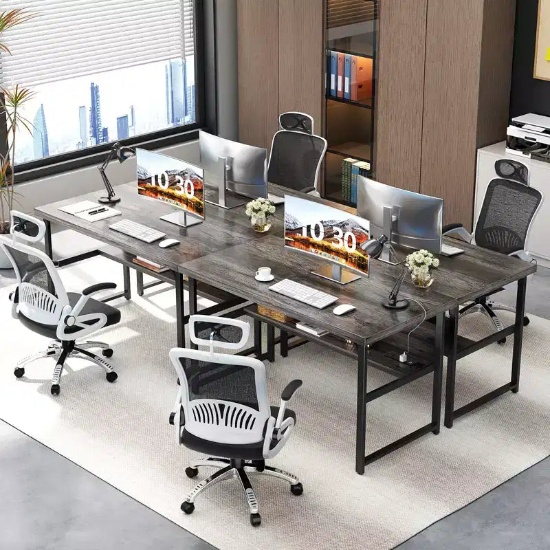 53'' Computer Desk with Charging Station and Thickened Desktop