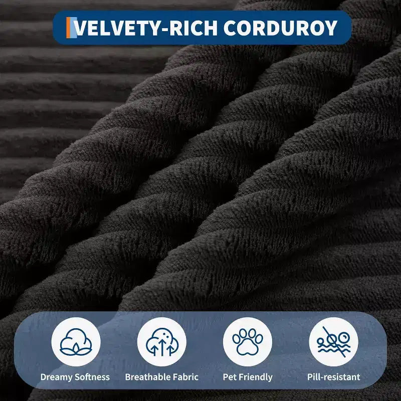 78 Inch Cloud-Like Chaise Loveseat Oversized Corduroy Upholstered Sleeper Chair for Living Room, No Assembly
