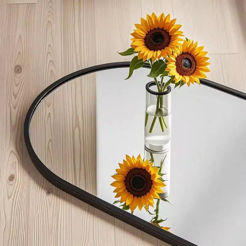 Gold Arched Full Length Mirror, 48x14 Inch. Shatter-Proof, Aluminum Frame for Over-Door or Wall Mount in Any Room