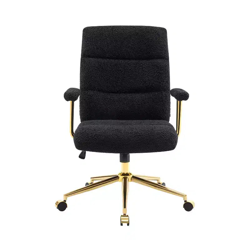 Modern Textured Boucle Fabric Home Office Chair with Gold Leg,Height Adjustable Swivel Task Chairs for Office,Study