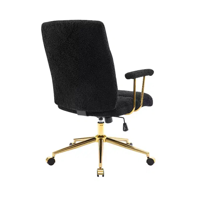 Modern Textured Boucle Fabric Home Office Chair with Gold Leg,Height Adjustable Swivel Task Chairs for Office,Study