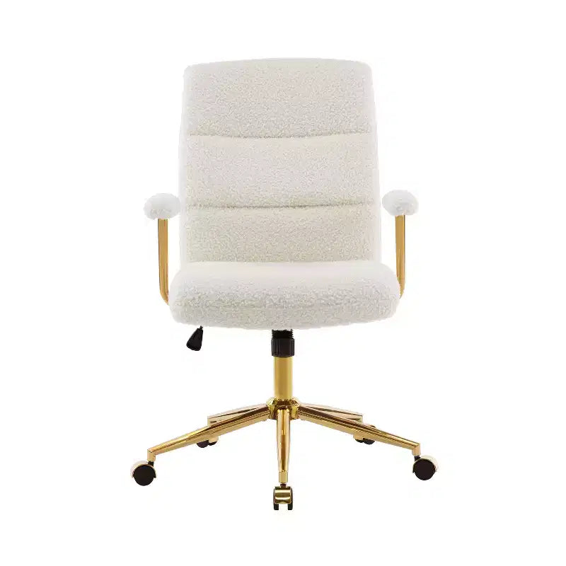 Modern Textured Boucle Fabric Home Office Chair with Gold Leg,Height Adjustable Swivel Task Chairs for Office,Study