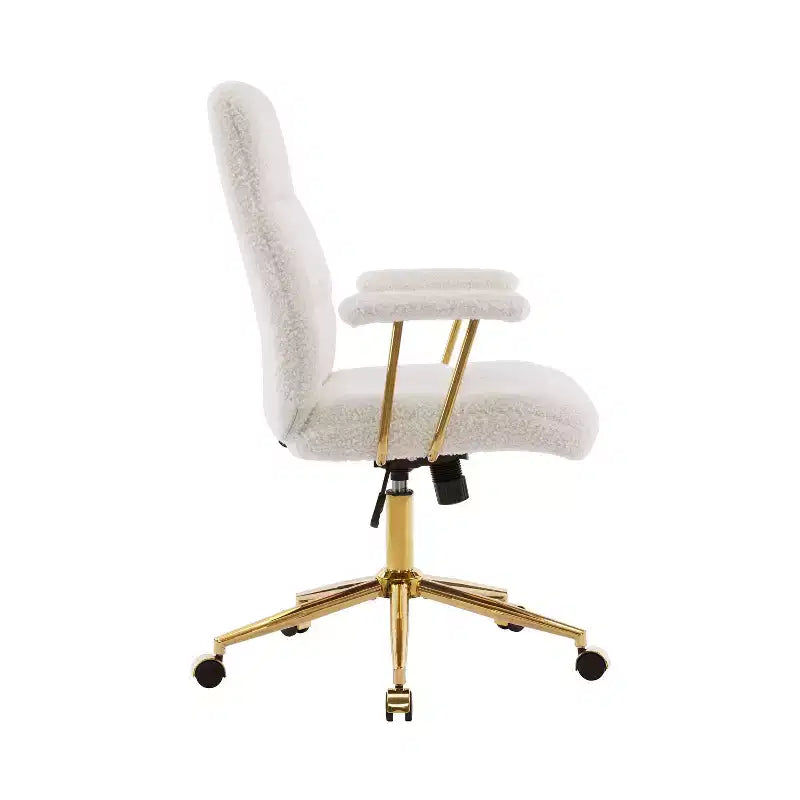Modern Textured Boucle Fabric Home Office Chair with Gold Leg,Height Adjustable Swivel Task Chairs for Office,Study