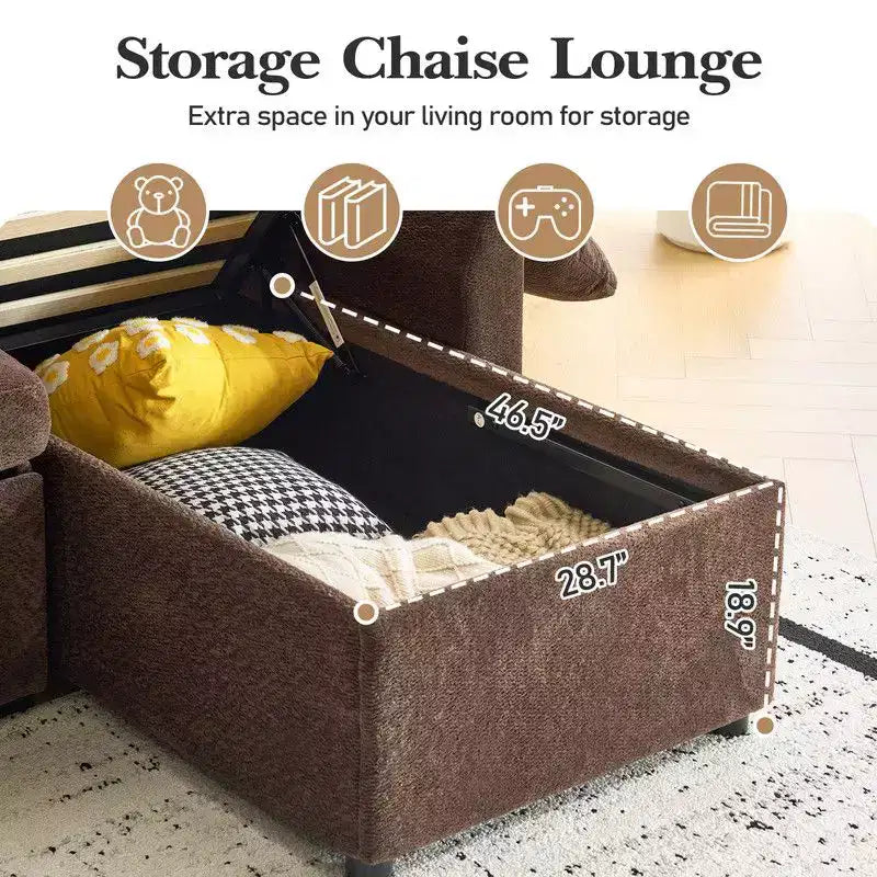 Upholstered Velvet U-Shaped Sectional Sleeper Sofa Corner Sectional Sofa Bed