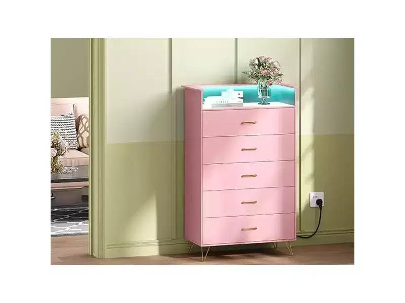 5 Drawer Tall Dresser, Modern White Chest with Silent Drawers, Water-Resistant Storage Organizer for Bedroom, Closet, Hallway