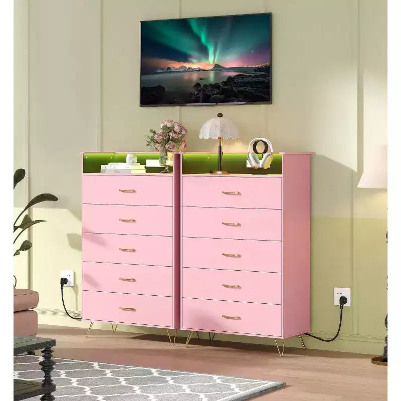 5 Drawer Tall Dresser, Modern White Chest with Silent Drawers, Water-Resistant Storage Organizer for Bedroom, Closet, Hallway
