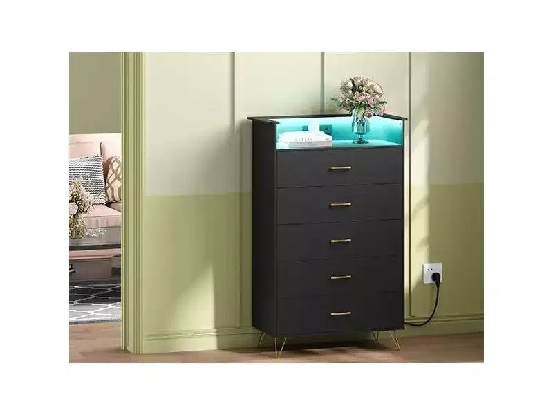 5 Drawer Tall Dresser, Modern White Chest with Silent Drawers, Water-Resistant Storage Organizer for Bedroom, Closet, Hallway