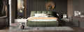 MAYEERTY Queen Size Luxury Upholstered Platform Bed with Oversized Padded Backrset and Solid Wood Frame Green