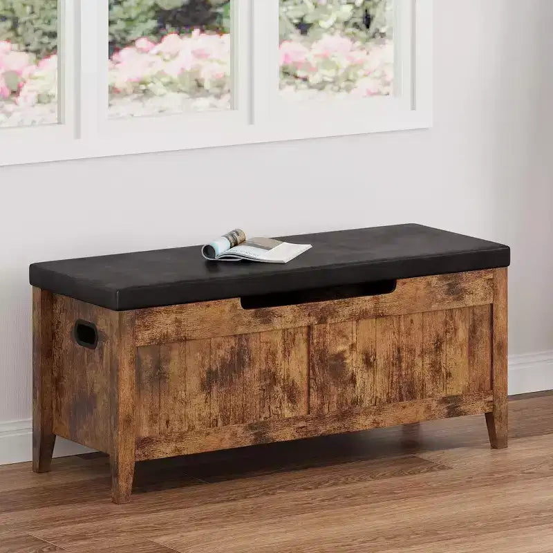 39.4 Storage Benches Entryway Bench with Cushion, 2 Safety Hinges, Storage Trunk, Shoe Bench Storage Chest for Entryway, Living Room, Bedroom