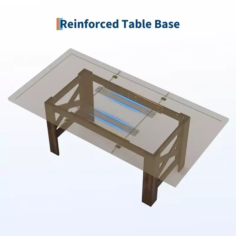 71 Rustic Dining Table, Farmhouse Rectangular Wooden Kitchen Table for 6-8, Thick Rectangle Tabletop, Heavy-Duty Base