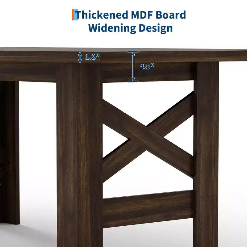 71 Rustic Dining Table, Farmhouse Rectangular Wooden Kitchen Table for 6-8, Thick Rectangle Tabletop, Heavy-Duty Base