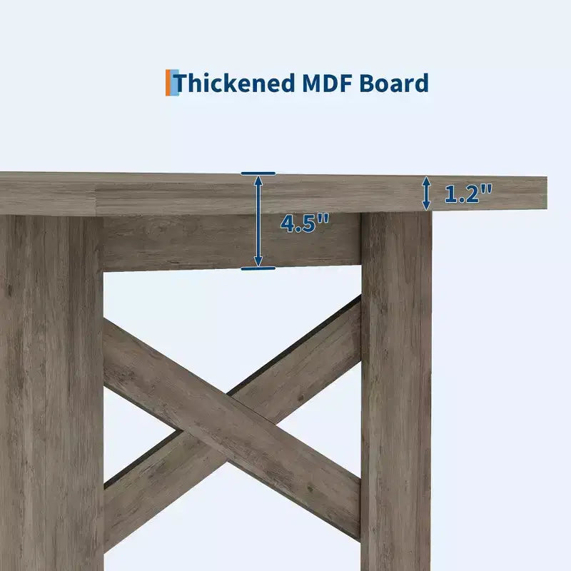 71 Rustic Dining Table, Farmhouse Rectangular Wooden Kitchen Table for 6-8, Thick Rectangle Tabletop, Heavy-Duty Base