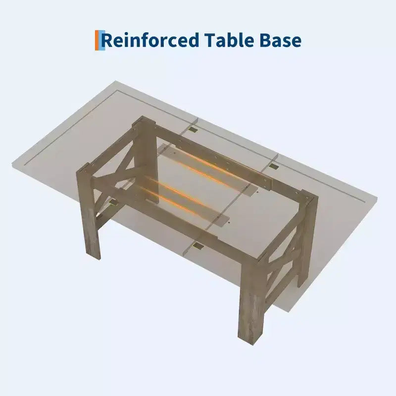 71 Rustic Dining Table, Farmhouse Rectangular Wooden Kitchen Table for 6-8, Thick Rectangle Tabletop, Heavy-Duty Base