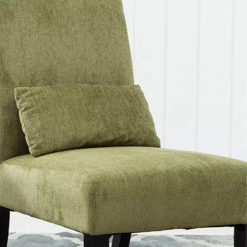 Chenille Fabric Armless Accent Chair,Lounge Chair with Matching Pillow,Solid Wood Frame & Legs,Modern Graffiti Chair for Living Room