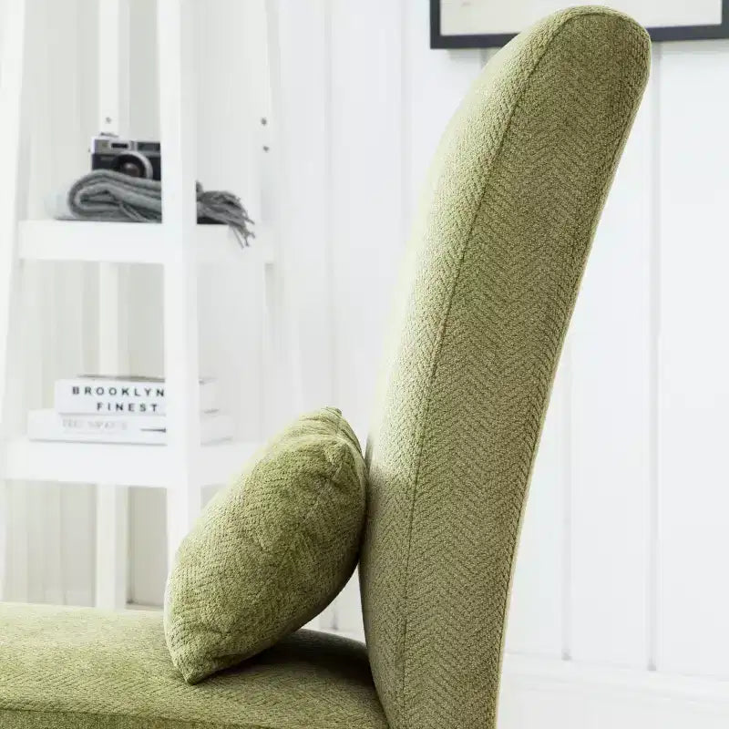 Chenille Fabric Armless Accent Chair,Lounge Chair with Matching Pillow,Solid Wood Frame & Legs,Modern Graffiti Chair for Living Room
