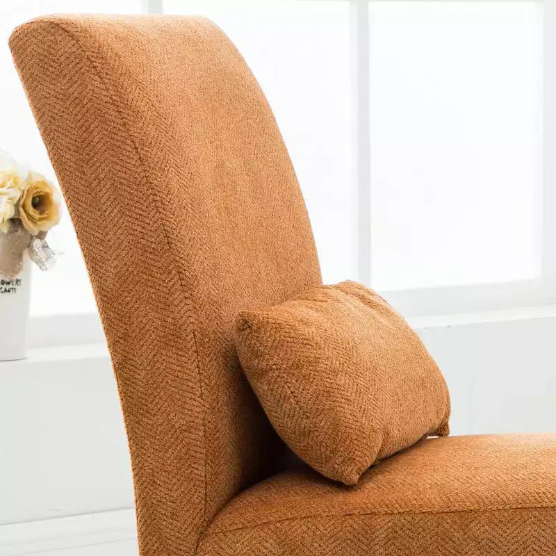 Chenille Fabric Armless Accent Chair,Lounge Chair with Matching Pillow,Solid Wood Frame & Legs,Modern Graffiti Chair for Living Room