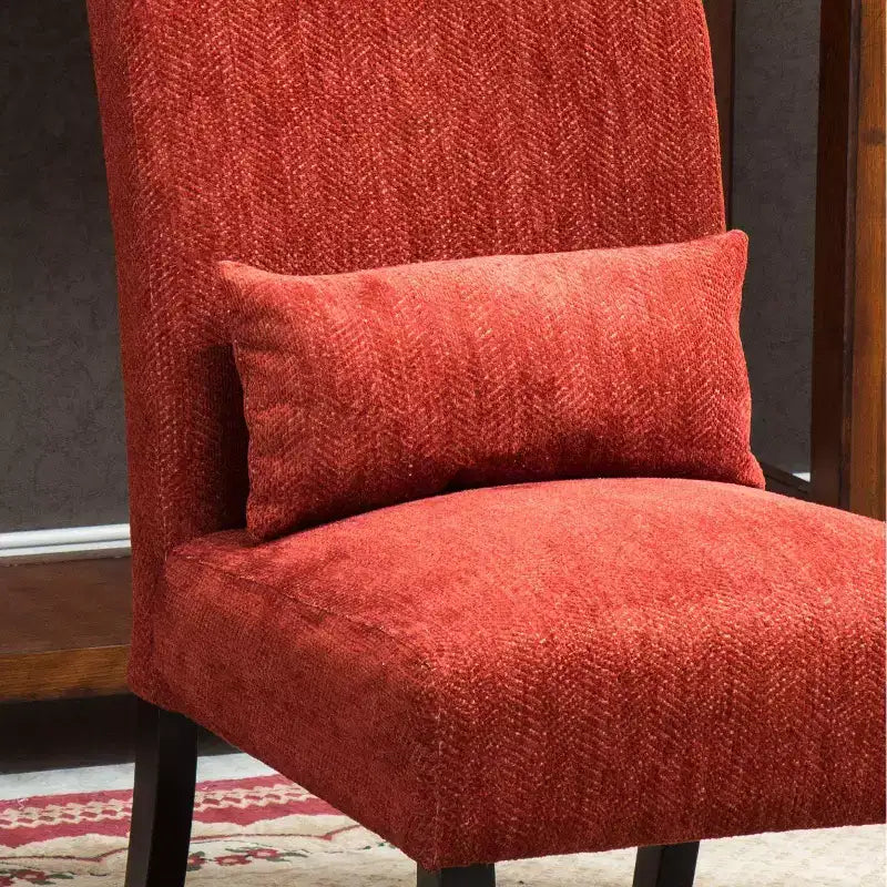 Chenille Fabric Armless Accent Chair,Lounge Chair with Matching Pillow,Solid Wood Frame & Legs,Modern Graffiti Chair for Living Room