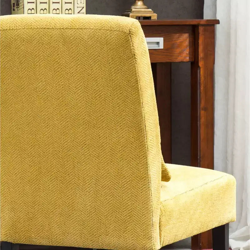 Chenille Fabric Armless Accent Chair,Lounge Chair with Matching Pillow,Solid Wood Frame & Legs,Modern Graffiti Chair for Living Room
