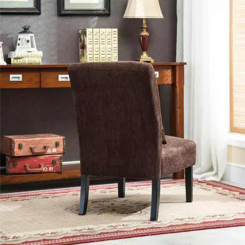 Chenille Fabric Armless Accent Chair,Lounge Chair with Matching Pillow,Solid Wood Frame & Legs,Modern Graffiti Chair for Living Room