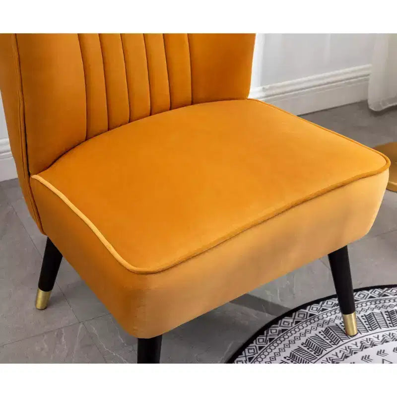 Velvet Accent Chair,Upholstered Chair with Lined Stitching,Rubberwood Legs,Thick Foam Padded Seat,Lounge Chair for Living Room,Bedroom