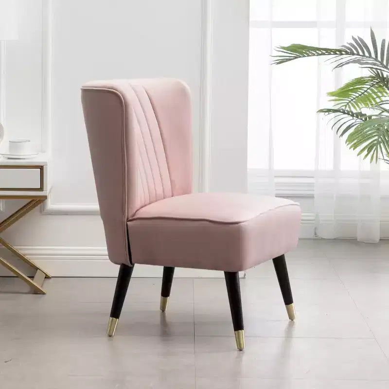 Velvet Accent Chair,Upholstered Chair with Lined Stitching,Rubberwood Legs,Thick Foam Padded Seat,Lounge Chair for Living Room,Bedroom