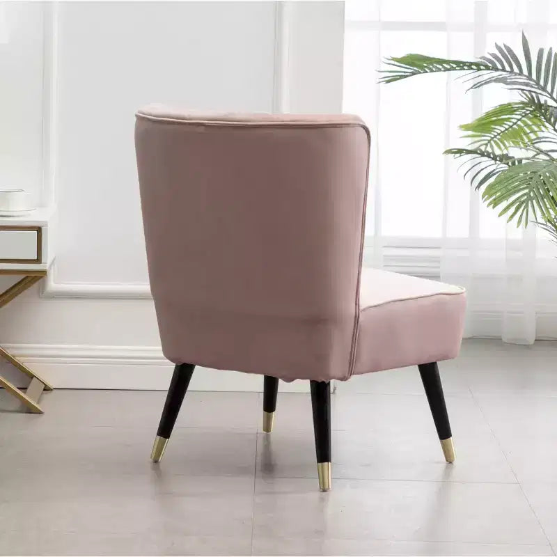 Velvet Accent Chair,Upholstered Chair with Lined Stitching,Rubberwood Legs,Thick Foam Padded Seat,Lounge Chair for Living Room,Bedroom