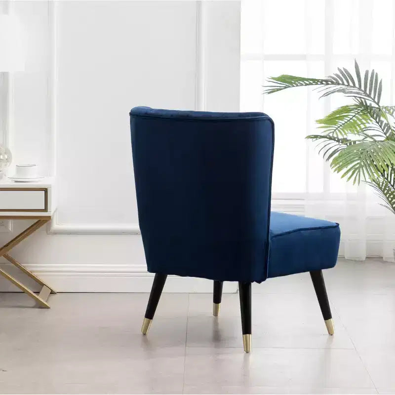 Velvet Accent Chair,Upholstered Chair with Lined Stitching,Rubberwood Legs,Thick Foam Padded Seat,Lounge Chair for Living Room,Bedroom
