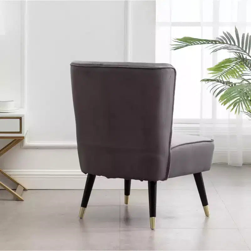 Velvet Accent Chair,Upholstered Chair with Lined Stitching,Rubberwood Legs,Thick Foam Padded Seat,Lounge Chair for Living Room,Bedroom
