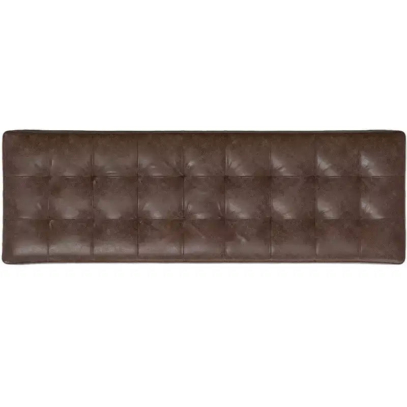 56 inch Wide Modern Contemporary Rectangle Ottoman Bench in Brown Genuine Leather