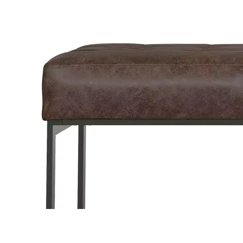 56 inch Wide Modern Contemporary Rectangle Ottoman Bench in Brown Genuine Leather