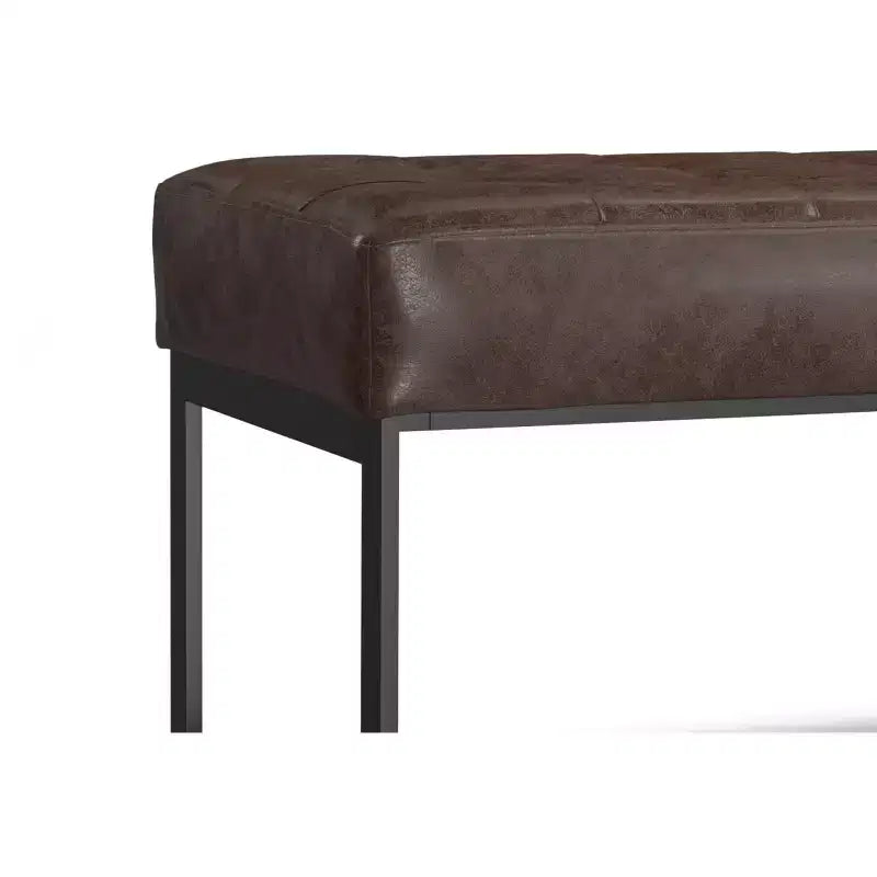 56 inch Wide Modern Contemporary Rectangle Ottoman Bench in Brown Genuine Leather