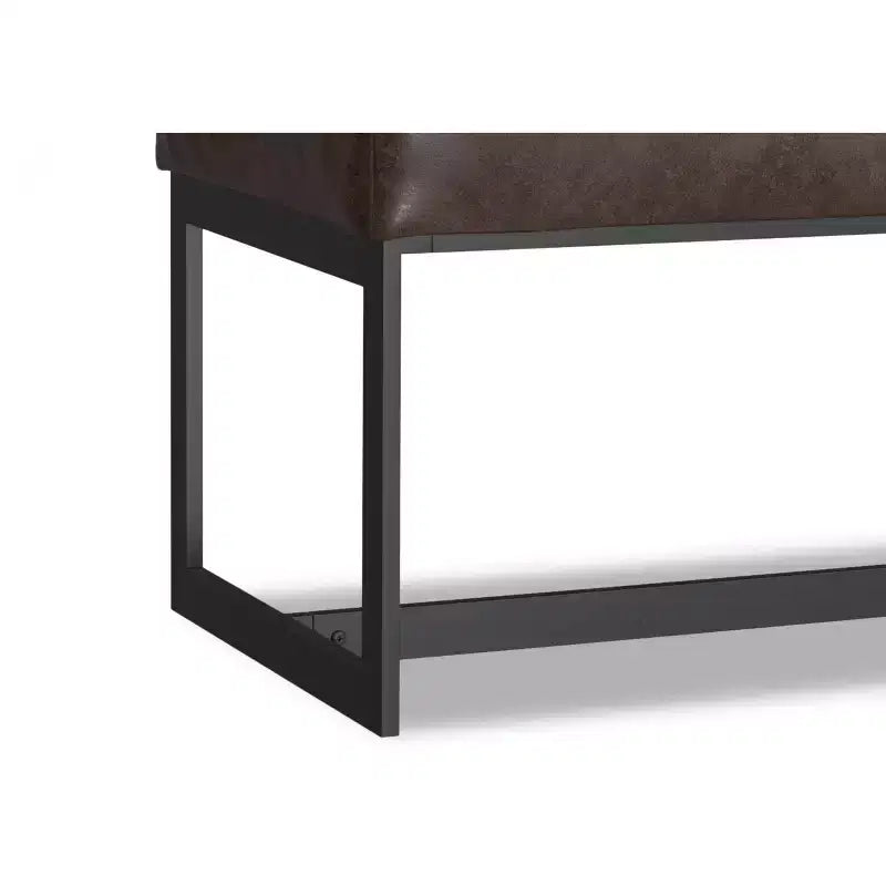 56 inch Wide Modern Contemporary Rectangle Ottoman Bench in Brown Genuine Leather
