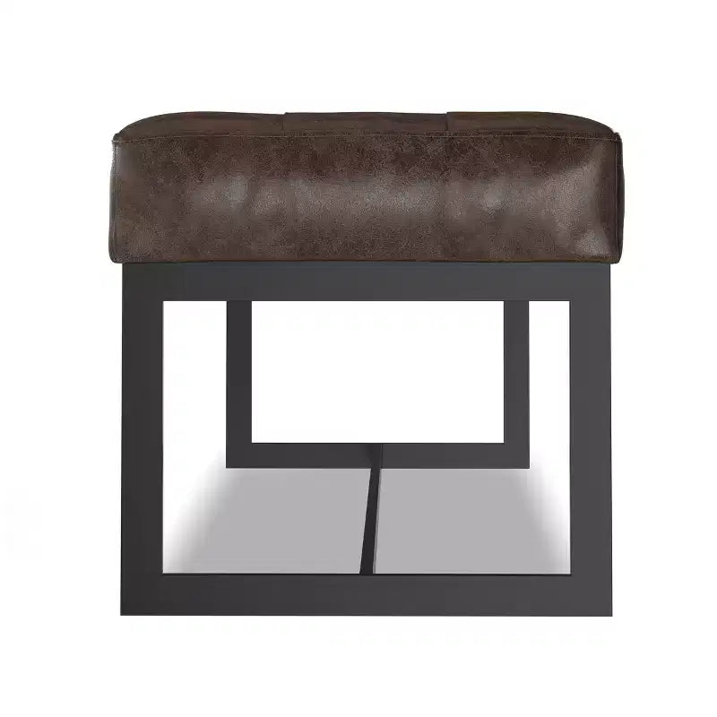 56 inch Wide Modern Contemporary Rectangle Ottoman Bench in Brown Genuine Leather