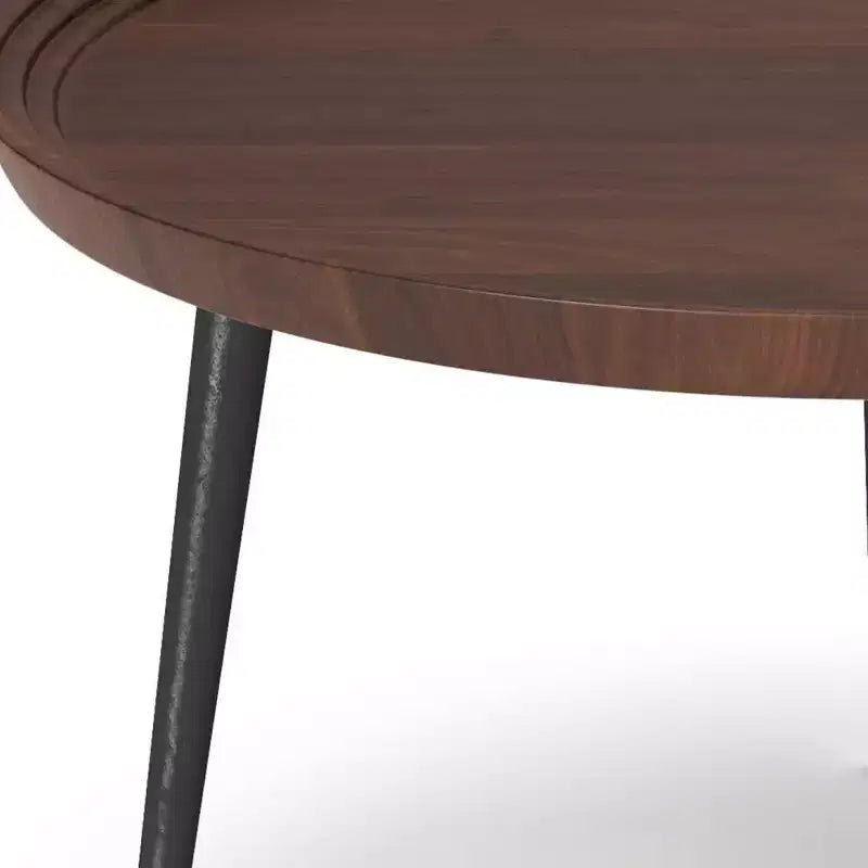 Coffee Table Cognac - WyndenHall: Solid Wood, Flared Metal Legs, Industrial Design, 16.9"H