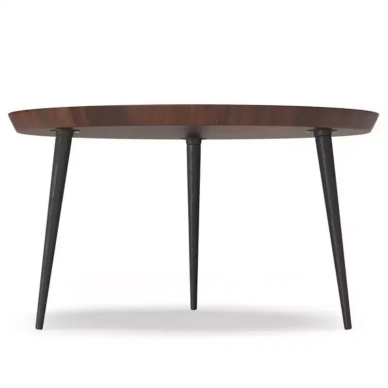 Coffee Table Cognac - WyndenHall: Solid Wood, Flared Metal Legs, Industrial Design, 16.9"H