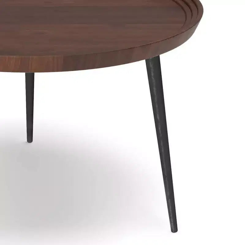 Coffee Table Cognac - WyndenHall: Solid Wood, Flared Metal Legs, Industrial Design, 16.9"H