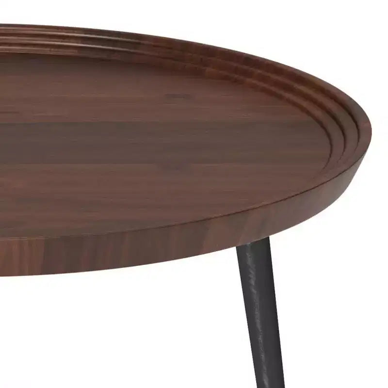 Coffee Table Cognac - WyndenHall: Solid Wood, Flared Metal Legs, Industrial Design, 16.9"H