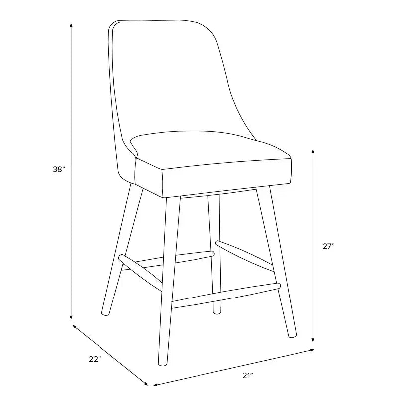 27 Counter Height Barstool with Footrest Shiny Velvet