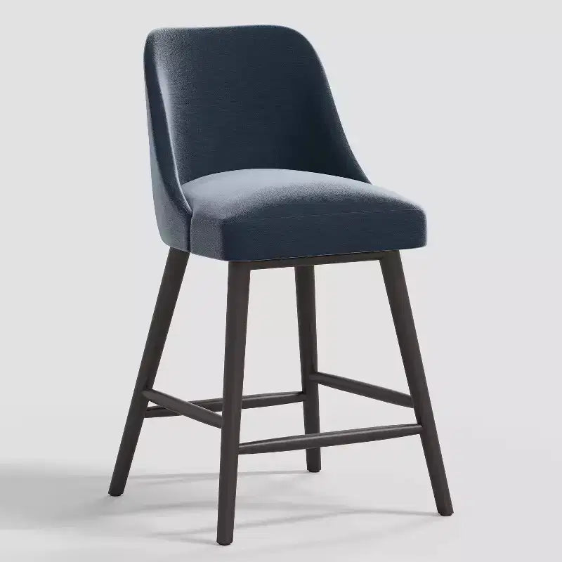 27 Counter Height Barstool with Footrest Shiny Velvet