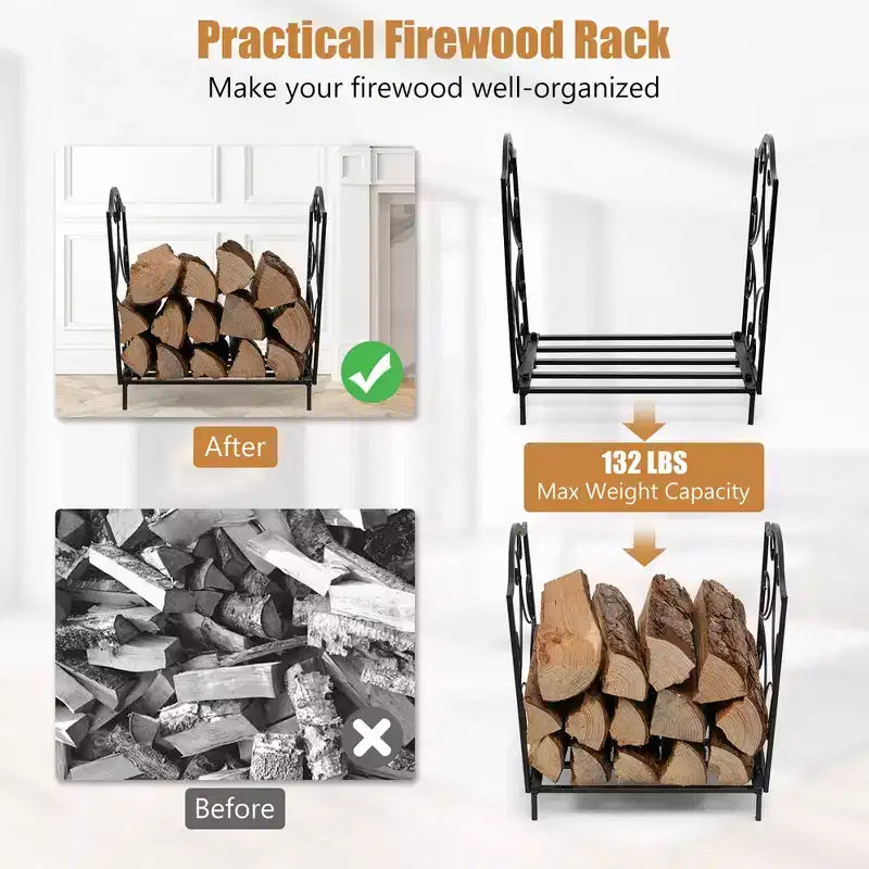 17'' Firewood Storage Rack Steel Firewood Storage Log Holder
