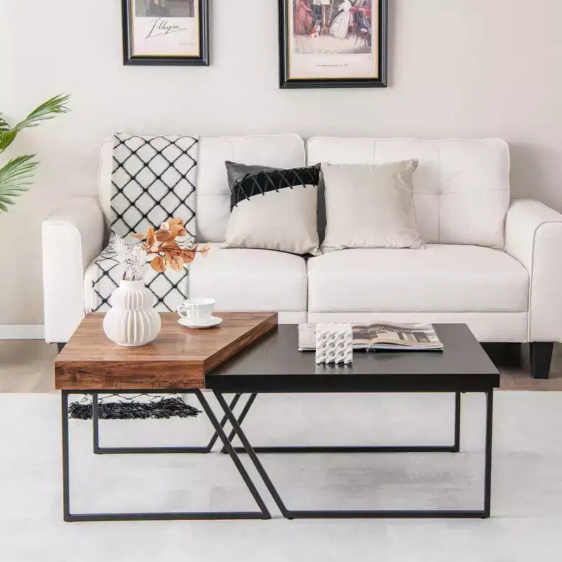 Nesting Table Modern Coffee Table Set of 2 Stacking Side Table for Living Room