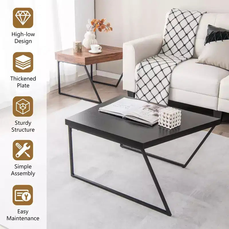 Nesting Table Modern Coffee Table Set of 2 Stacking Side Table for Living Room