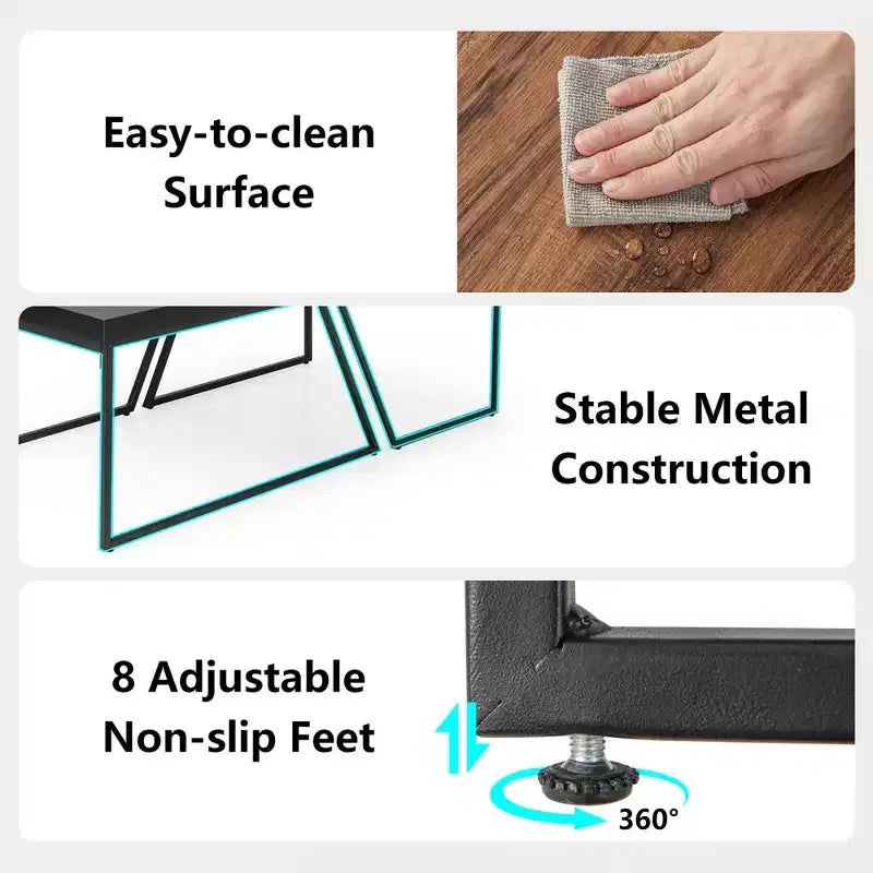 Nesting Table Modern Coffee Table Set of 2 Stacking Side Table for Living Room