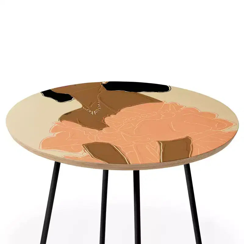 Birch round side table