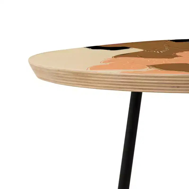 Birch round side table