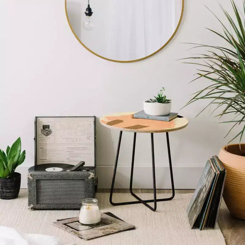 Birch round side table
