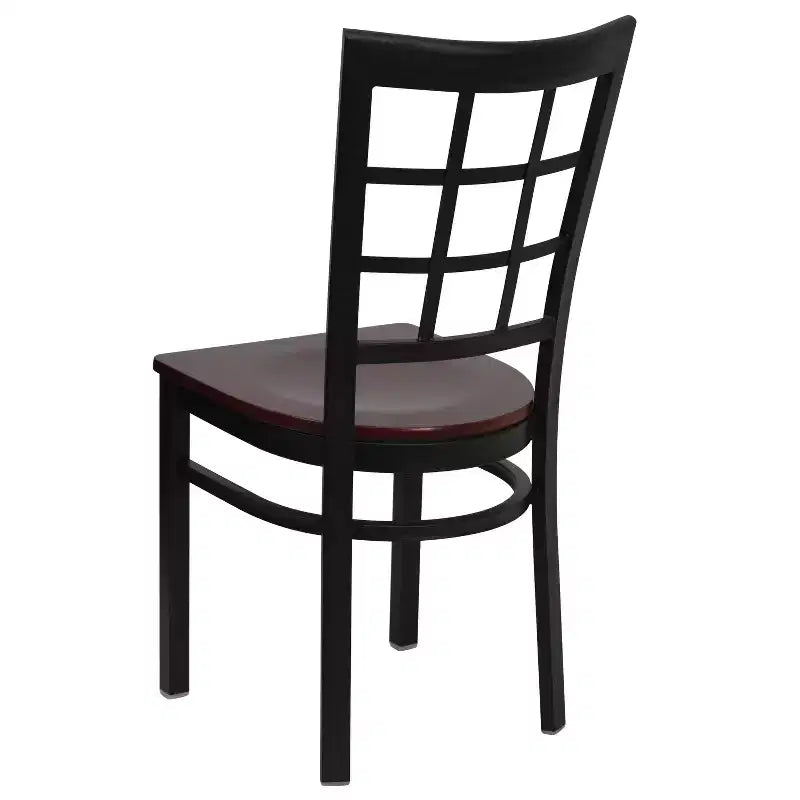 4 Pack Hercules Series Black Window Back Metal Restaurant Chair