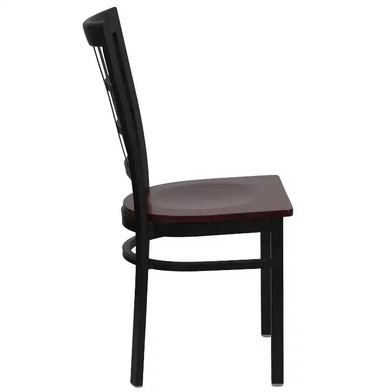 4 Pack Hercules Series Black Window Back Metal Restaurant Chair