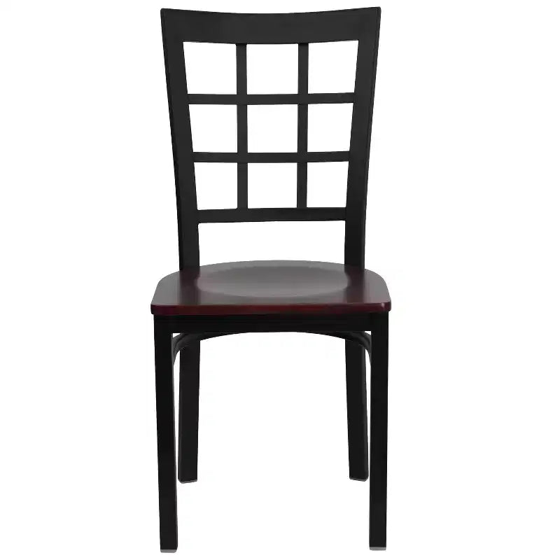 4 Pack Hercules Series Black Window Back Metal Restaurant Chair