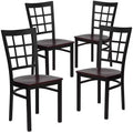 4 Pack Hercules Series Black Window Back Metal Restaurant Chair